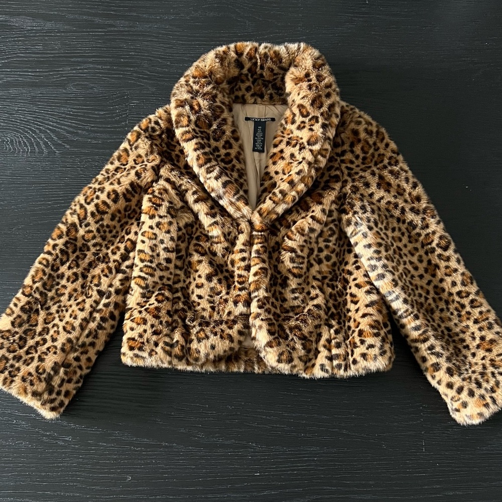LUCKY BRAND faux fur leopard jacket